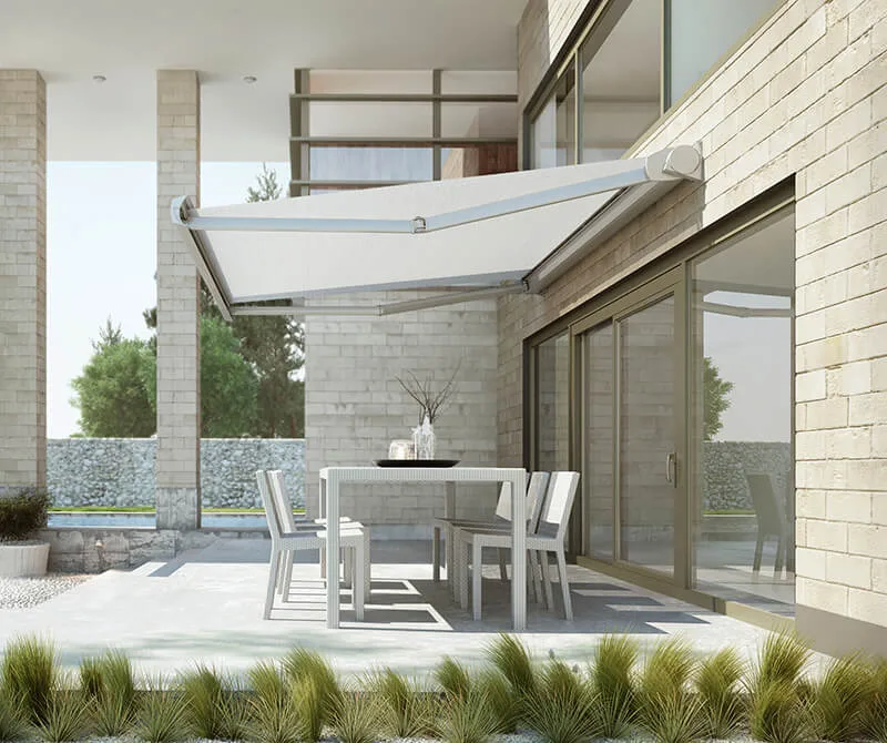 Friendly team member providing information about motorized patio screens in San Antonio